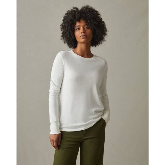 American Giant Women's Premium Slub Crew Long Sleeve Tee Bone - Picture 1 of 5